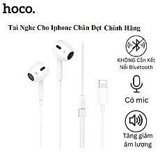 Tai nghe cho Iphone chân dẹt cao cấp Hoco. M111 Max/Pro hỗ trợ nghe gọi mic đầy đủ, cắm dùng trực tiếp không cần kết nối bluetooth - Hàng chính hãng
