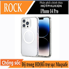 Ốp lưng chống sốc trong suốt hỗ trợ sạc Maqsafe cho iPhone 14 Pro (6.1 inch) hiệu Rock Protection Maqsafe Magetic Case (siêu mỏng 1.5mm, độ trong tuyệt đối, chống trầy xước, chống ố vàng, tản nhiệt tốt) - hàng nhập khẩu