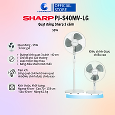 Quạt Đứng Sharp PJ-S40MV-LG Động Cơ Bạc Thau Sản Xuất Việt Nam Công Suất 55W - Hàng chính hãng -  Bảo Hành 12 tháng