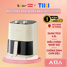 Nồi chiên không dầu Bear QZG-E12H9 - Dung tích 4,5L , Điều chỉnh nhiệt độ, Hẹn giờ, Công suất 1500W - Hàng chính hãng, Bản quốc tế