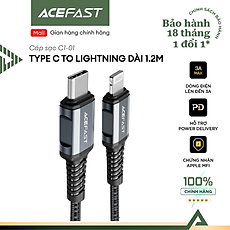 Cáp Acefast Type C to Light.ning (1.2m) - C1-01 Hàng chính hãng Acefast