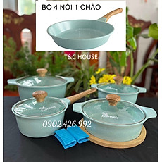 Bộ Nồi Chảo Chống Dính Đáy Từ 5 Món Ecoramic Quánh 16cm Nồi 18cm 20cm 22cm Chảo 20cm