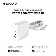 Hub sạc nhanh Mophie Power Delivery 120W GaN - Hàng chính hãng