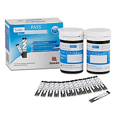 Combo Hộp 50 que thử đường huyết và 50 kim lấy máu cho máy đo đường huyết Sinocare Safe - Accu
