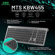 Bàn phím máy tính sạc không dây Mytechsun KBW455- Hàng chính hãng
