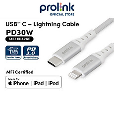 Dây sạc type C to L PROLiNK GCL_30_01 dài 1M, Sạc siêu nhanh 30W, Dành cho iPhone, iPad (MFi) - Hàng chính hãng