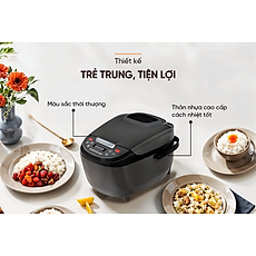 Nồi cơm điện tử 1.8L Sunhouse SHD8909B - 6 chế dộ, giữ ấm 12 tiếng - Mâm nhiệt lớn, cơm dẻo, chín đều - Hàng chính hãng