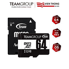 Thẻ nhớ micro SDHC / SDXC Team upto 100MB/s 500x kèm Adapter - Hàng chính hãng