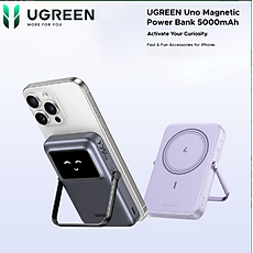 Pin Sạc Dự Phòng Không Dây M.agsafe Uno Magnetic Ugreen PB571 5000mAh, Chuẩn Qi 7.5W - Hàng chính hãng