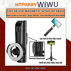 Gậy chụp ảnh selfie tự sướng từ tính nam châm magnetic kiêm tripod 3 chânđộ hiệu WlWU Wi-SEO14 remote bluetooth Xoay 360 độ, gập gọn, pin sạc type C - Hàng nhập khẩu