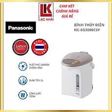 Bình Thủy Điện Panasonic NC-EG3000CSY - Xuất xứ Thái Lan - Dung tích 3L - Công suất 700W - Ruột bình phủ carbon hạt nổi - Chức năng hẹn giờ và tẩy cặn - Bảo Hành 12 Tháng - Hàng Chính Hãng