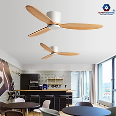 Quạt trần chung cư trang trí sử dụng cho trần thấp SuperVilighting QTRAN-2231 Kích thước cánh 1320mm hàng chính hãng