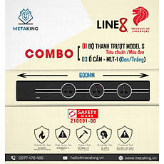 COMBO [ 1 Thanh Ray Dẫn Điện Line8 Model S (600mm/Tiêu Chuẩn/Màu Đen) & 3 Ổ Cắm MLT-1 (Đen/Trắng)]