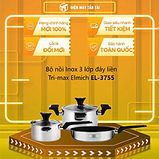 Bộ nồi chảo inox 3 lớp đáy liền cao cấp Elmich Trimax XP (Quánh 16, nồi 20, chảo 24cm)