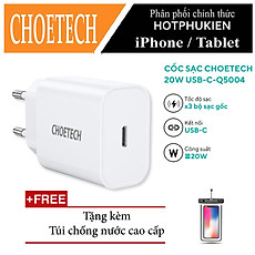 Cóc củ sạc type c sạc nhanh 20W chuẩn PD 3.0 cho iPhone / iPad / Smartphone Android Samsung xiaomi Oppo Huawei hiệu CHOETECH Q5004 trang bị công nghệ chip sạc thông minh, thiết kế siêu nhỏ gọn, cổng cắm EU, thương hiệu của Đức - hàng nhập khẩu
