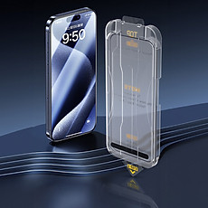 Kính cường lực khung tự dán cho iPhone 15 / 15 Plus / 15 Pro / 15 Pro Max hiệu WIWU SQ-008 Easy install - Viền siêu mỏng 0.33mm, chống mẻ cạnh, Phủ nano siêu mượt - Hàng nhập khẩu