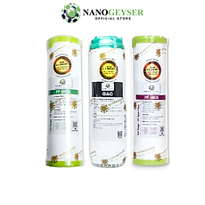 Bộ 3 lõi lọc nước 123 dùng cho các dòng máy RO, Lõi PP 5 Micron, GAC, PP 1 Micron - Hàng Chính Hãng