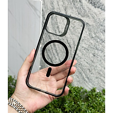 Ốp lưng cho iPhone 16 Pro Max, iPhone 16 Pro hiệu J-CASE hỗ trợ sạc không dây, lưng kính trong không ố, viền màu, mỏng gọn, chống sốc cao cấp - Hàng nhập khẩu.