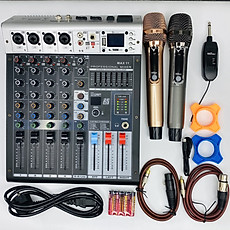 Combo Bàn Trộn Âm Thanh Max11 Micro AK96 - Nâng Cấp Âm Thanh, 99 Hiệu ứng Vang, Tích hợp nguồn 48V, Mic hợp kim sang xịn Hàng Chính Hãng
