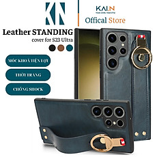 Ốp Lưng Case Dành Cho Samsung Galaxy S23 Ultra, Kai.N Leather Standing Cover, Kèm Dây Da - HÀNG CHÍNH HÃNG