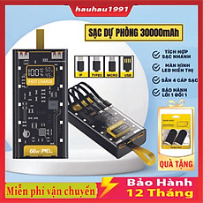 Sạc Dự Phòng 50.000MAH Trong Suốt , Sạc Nhanh PD 66W/20W , Thiết Kế Trong Suốt, Tích Hợp Đèn Ngủ