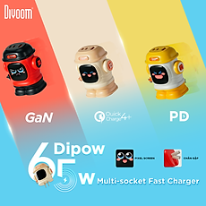 Combo Củ Sạc Divoom 65W Dipow-65 và Cáp 100w, hỗ trợ sạc nhanh, tản nhiệt tốt - Hàng chính hãng