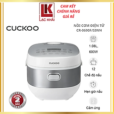 Nồi cơm điện tử 1.08L Cuckoo CR-0690F/SIWH - Màu trắng, Công suất 600W, 12 menu - Hàng chính hãng - Bảo hành 24 tháng