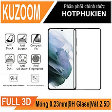 Miếng dán kính cường lực 3D cho Samsung Galaxy S22 / Galaxy S22 Ultra / Galaxy S22 Plus / Galaxy S22+ hiệu Kuzoom Protective Glass - mỏng 0.3mm, vát cạnh 2.5D, độ cứng 9H, viền cứng mỏng - Hàng nhập khẩu