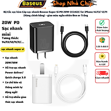 Bộ Cốc sạc và Cáp sạc nhanh Baseus Super Si PD 20W CCCJGCC for iPhone 12 (Hàng chính hãng)