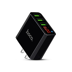 Adapter Hoco C15 củ sạc điện thoại 3 cổng USB 3A có đèn LED hiển thị dòng điện - Hàng chính hãng