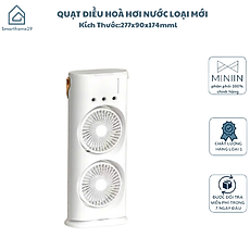 Quạt Điều Hoà 2 Cánh Gió Tạo Độ Ẩm, Phun Sương Làm Mát, Tích Điện 4000mAh, Đèn Ngủ Đa Sắc - HÀNG CHÍNH HÃNG MINIIN
