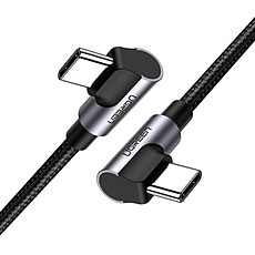 Cáp USB type C ra C 2M 3A 60W 2 đầu bẻ góc phải 90 độ đầu nhôm mạ nickel chống nhiễu Ugreen 70531 US323 Hàng Chính Hãng