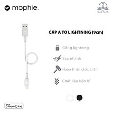 Cáp LN Mophie 9cm - chống rối - đạt chứng nhận MFI từ Apple dành cho iPhone - Hàng chính hãng