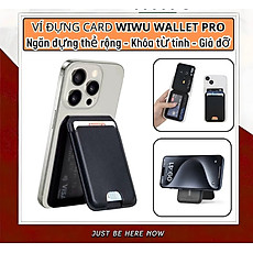 Ví da đựng Card từ tính WiWU Mag Wallet Pro ATM Visa tích hợp giá đỡ đa năng Card Holder cho iPhone 16 15 14 13 12 S22 S23 S24 Z FLlip Fold - Hàng nhập khẩu
