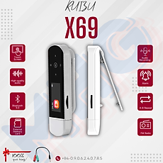 Ruizu X69 -  Bluetooth 5.0, Nghe Nhạc Mp3, Hỗ Trợ Đa Định Dạng MP3 WMA APE FLAC WAV,  FM Radio, Ghi Âm, Vòng Lặp A-B,  Đồng Hồ Báo Thức, Hỗ Trợ Thẻ Nhớ Lên Tới 128Gb, Pin 280mAh 28 Giờ, Màn Hình Cảm Ứng, Hỗ Trợ Đa Ngôn Ngữ, Nhỏ Gọn - Hàng Nhập khẩu