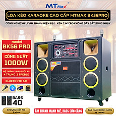 Loa Kéo Karaoke Cao Cấp MTMAX BK56PRO, Công Suất 1000W Mạnh Mẽ, Âm Thanh Cực Căng, Trang Bị 2 Bass Đôi 40, 4 Trung, 2 Treble Đảm Bảo Âm Thanh Đầu Ra Sống Động, Thích Hợp Karaoke, Sự Kiện Chuyên Nghiệp, Kèm 2 Micro Cao Cấp, Hàng Chính Hãng