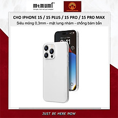 Ốp lưng nhám siêu mỏng 0.3mm cho iPhone 15, 15 Plus, 15 Pro, 15 Pro Max hiệu Memumi Slim - mặt lưng chống trượt, chống bám bẩn - Hàng nhập khẩu