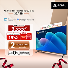 Android Tivi LED Hisense 32 inch 32A4N trợ lý ảo Google Voice Control, bảo hành chính hãng 2 năm - Hàng Chính Hãng