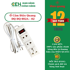 Ổ cắm Điện Quang ĐQ 002A-02 3 lỗ, dài 2 mét và 5 mét, tự ngắt điện khi quá tải, an toàn 99.9% cho người dùng