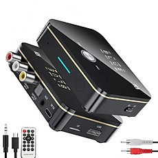 Thiết Bị Thu Phát Tín Hiệu Bluetooth 5.0 NFC Có Đèn LED Và Giắc Cắm 3.5mm AUX RCA Bluetooth M8 - Hàng Nhập Khẩu