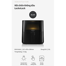 Nồi Chiên Không Dầu Locknlock Visible Air Fryer CUBE EJF996BLK (5.5 Lít) - Hàng Chính Hãng