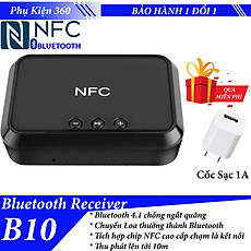 ROGTZ - Bộ Nhận Bluetooth NFC BL-B10 - Bluetooth 4.1, Phạm vi hoạt động 10m, Nguồn DC 5V/2A, Cổng kết nối Bluetooth USB RCA 3.5mm, Hỗ trợ NFC, Phát nhạc từ USB, Âm thanh chất lượng cao, Kết nối dễ dàng - Hàng Chính Hãng