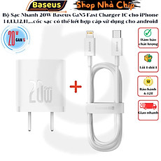 Bộ Sạc Nhanh 20W Baseus GaN5 Fast Charger 1C cho iPhone/Samsung (PD/ QC Multi Quick Charge Support, Smart Protect) - Hàng chính hãng