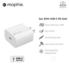 Sạc nhanh Mophie Power Delivery 30W USB-C GaN - Hàng chính hãng