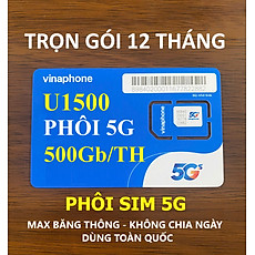Sim Vinaphone U1500-Phôi 5G-500GB/tháng Trọn gói 12 tháng (500Gb/tháng tốc độ cao, Max băng thông, không chia theo ngày, dùng toàn quốc)-Hàng Chính Hãng