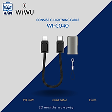 Cáp sạc hàng chính hãng WiWU C to L PD30W WI-C040 (15cm): Thiết kế móc khóa siêu gọn, chuyên dùng sạc dự phòng iP