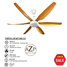 Siêu Sales QUẠT TRẦN AZP- 6 CÁNH NHỰA, CÔNG XUẤT 65W, CÓ REMOTE- Hàng Nhập Khẩu