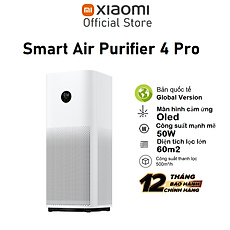 Máy lọc không khí Xiaomi Smart Air Purifier 4 Pro Tạo ion Diện tích lọc lớn 60m2 Bản Quốc Tế - Hàng chính hãng