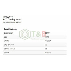 Mảnh dao tiện kim cương PCD  Kyocera Model DCMT11T308SE KPD001