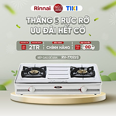 Bếp gas dương Rinnai RV-770(S1) mặt bếp inox và kiềng bếp men - Hàng chính hãng.